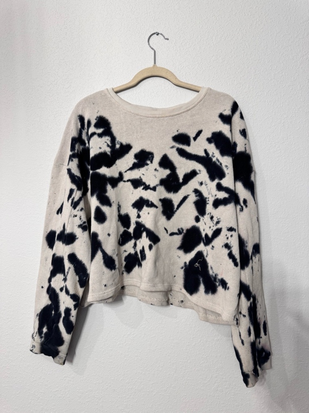 ZARA Knit Tye Dye Effect Sweater Cream Black Size L GUC